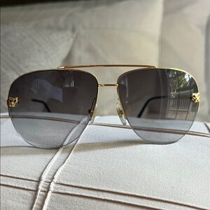 Cartier Gold Frame Sunglasses with Dark Lenses